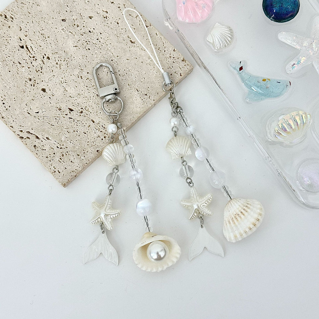Pearl Shell Dangle Charm Keychain - view 1