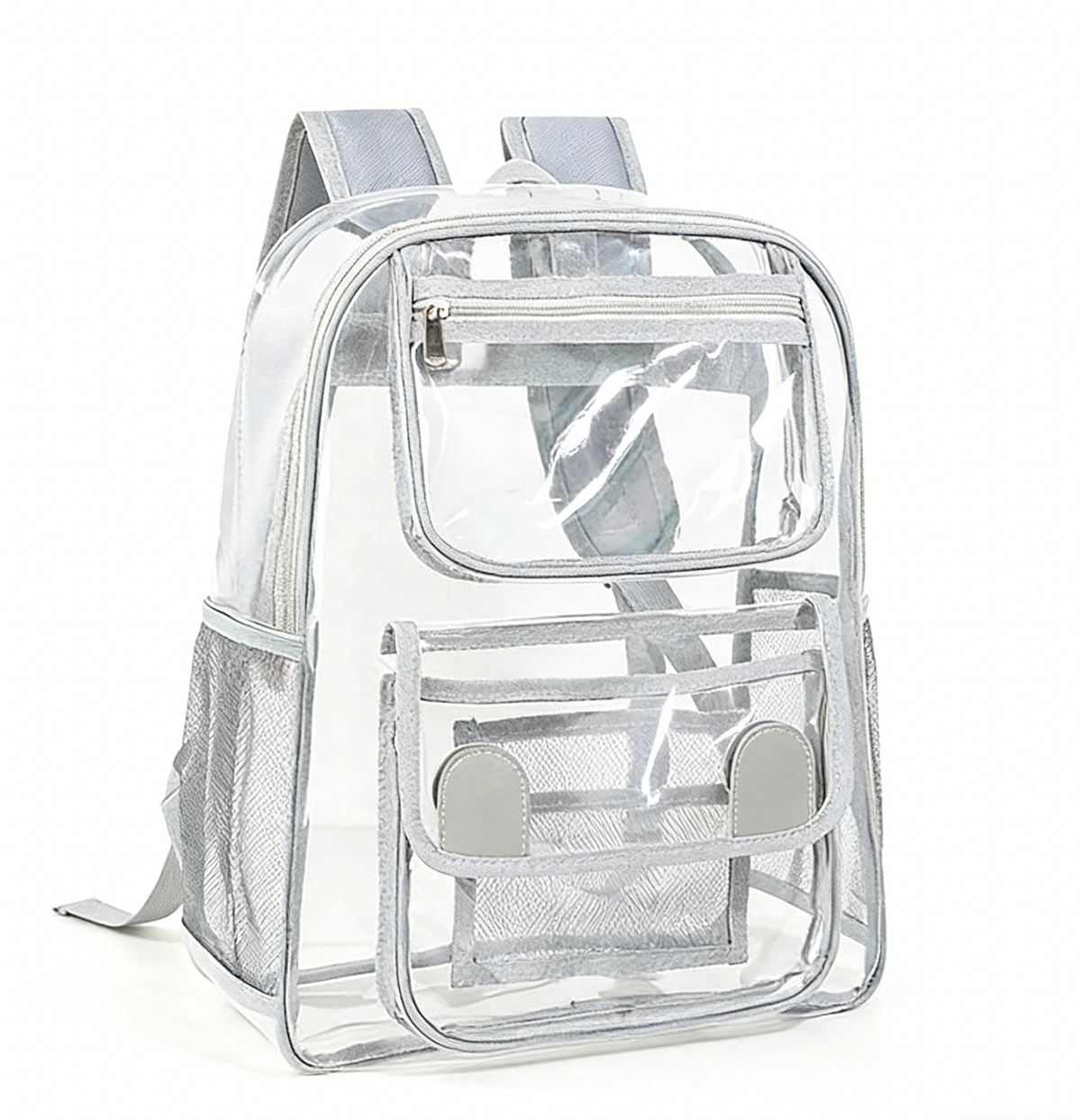 Transparent PVC Backpack for Stadium Events - Grey