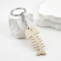 Wooden Fish Skeleton Keychain Bag Charm - Beige