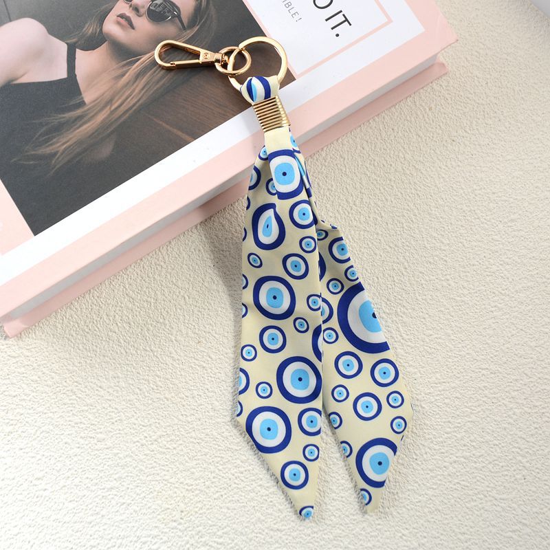 Printed Scarf Tassel Bag Charm Keychain