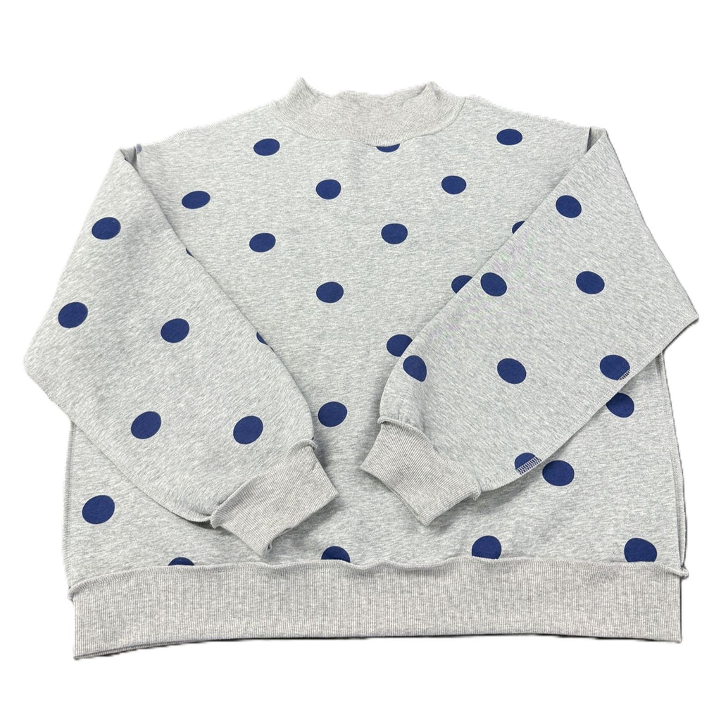 Brushed Polka Dot Drop Shoulder Sweatshirt - Grey