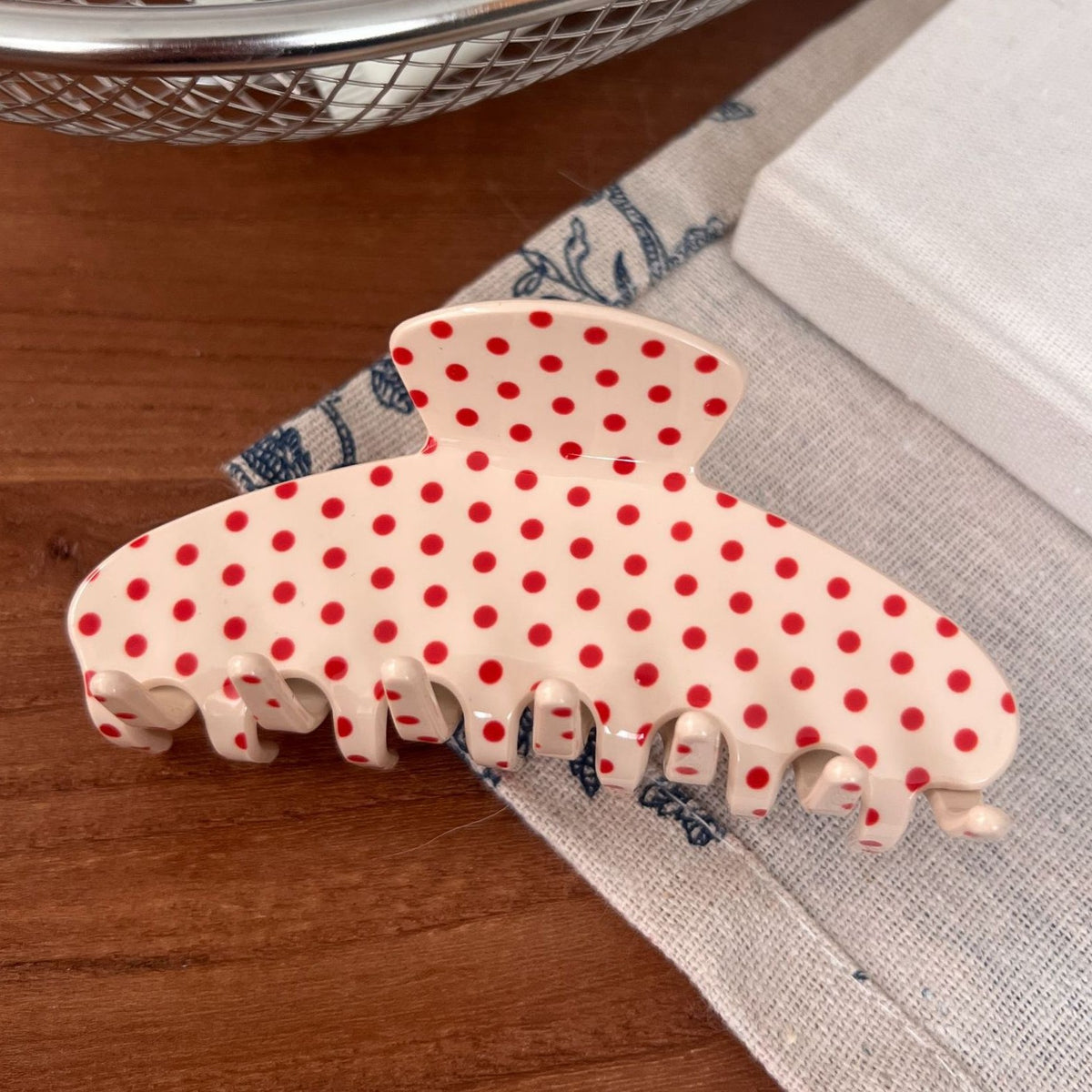 Polka Dot Hair Claw Clip For Thick Hair - C1