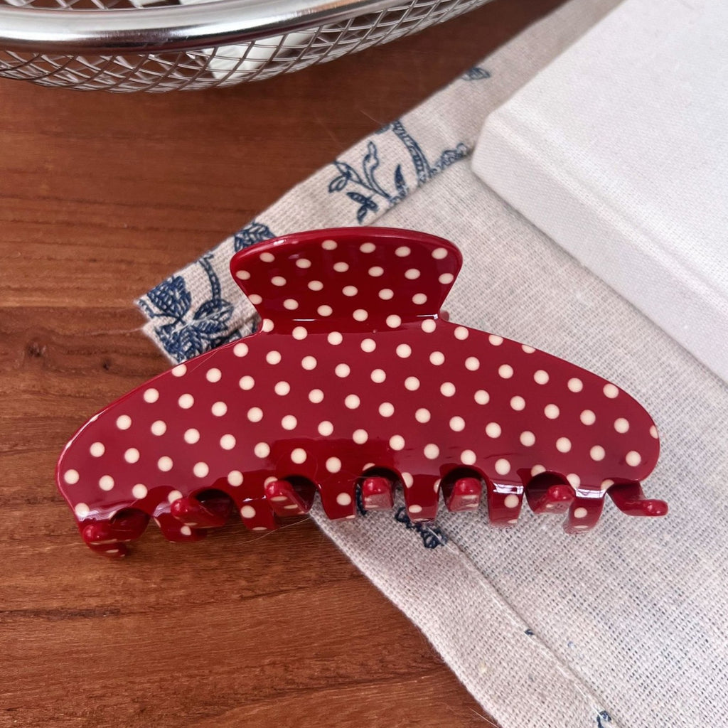 Polka Dot Hair Claw Clip For Thick Hair - C4