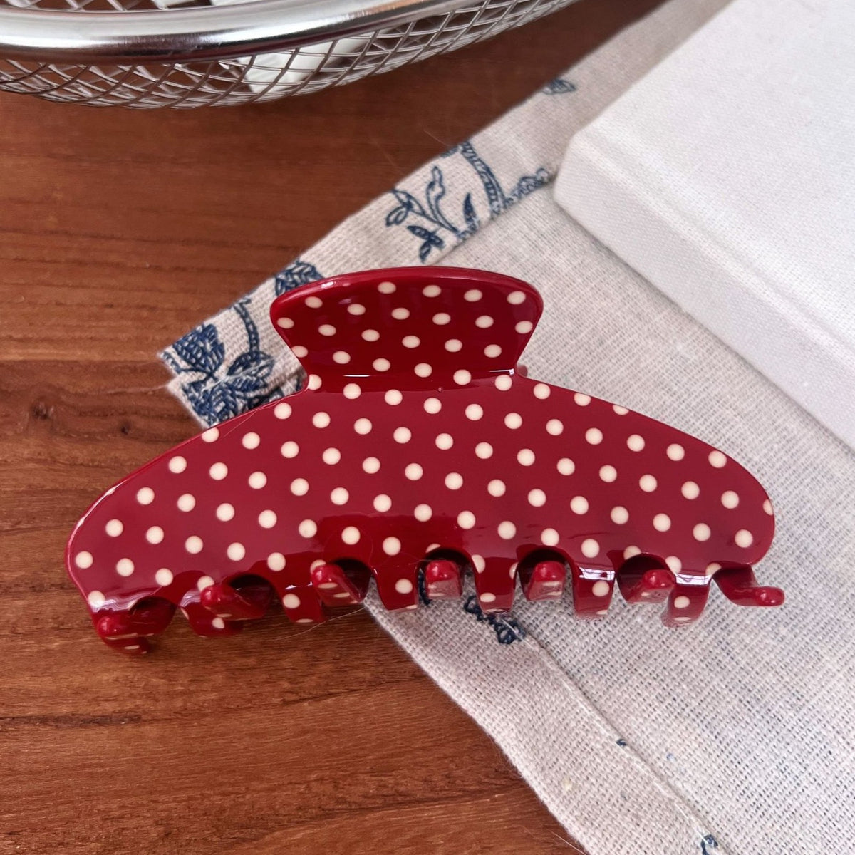 Polka Dot Hair Claw Clip For Thick Hair - C4