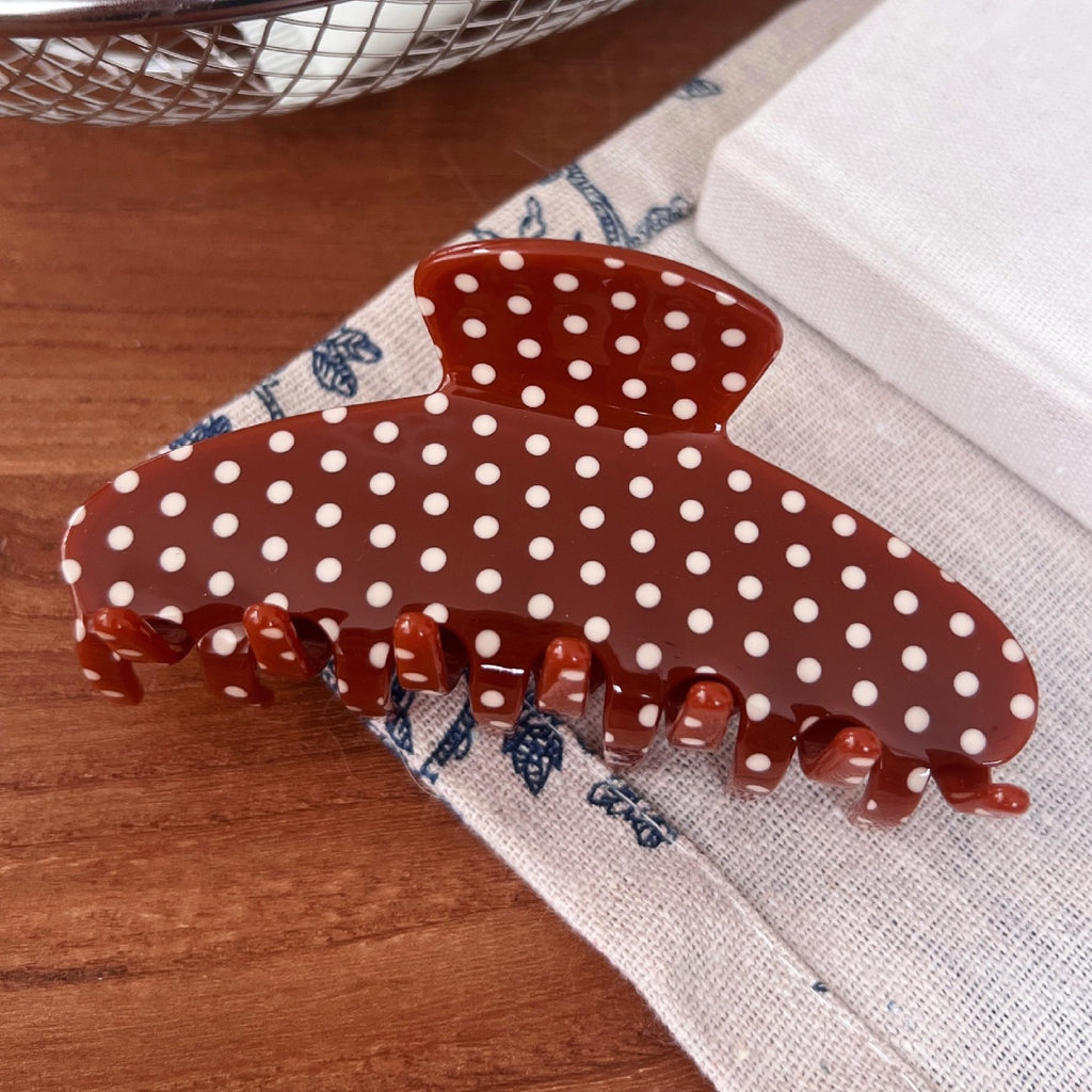 Polka Dot Hair Claw Clip For Thick Hair - C7