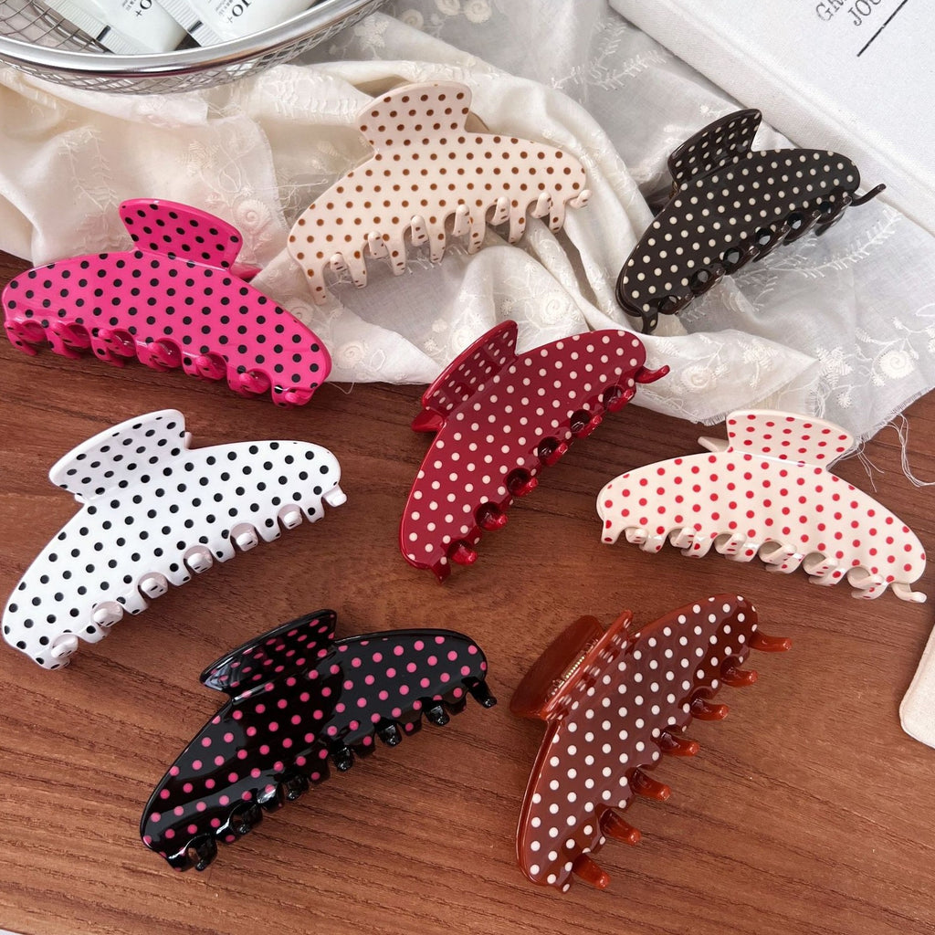 Polka Dot Hair Claw Clip For Thick Hair