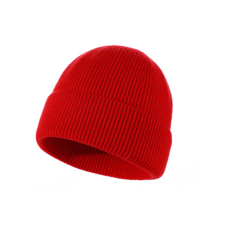 Everyday Fine Rib Fold Cuff Beanie - Big-Red