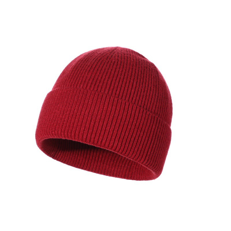 Everyday Fine Rib Fold Cuff Beanie - Wine-Red