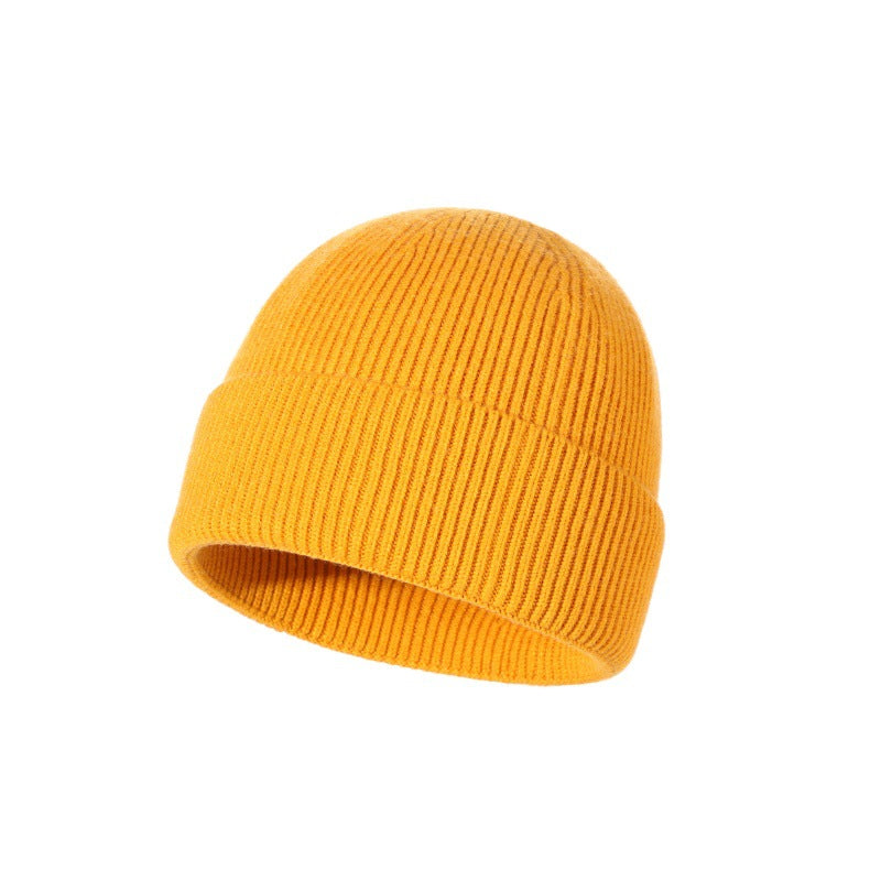 Everyday Fine Rib Fold Cuff Beanie - Yellow