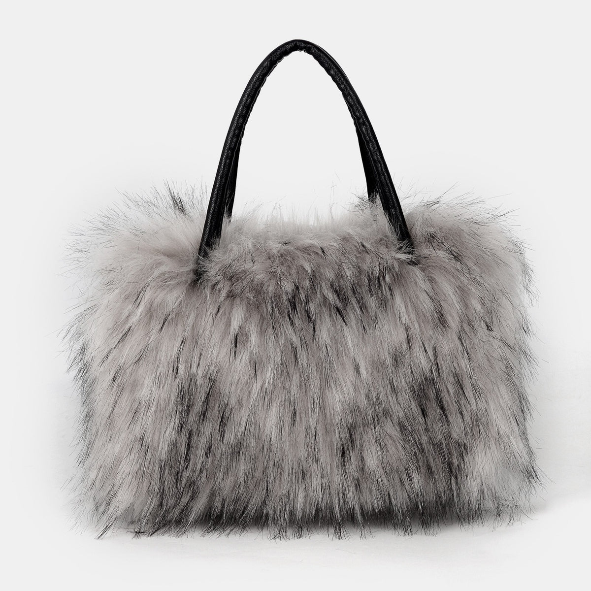 Fluffy Faux Fur Satchel with Shoulder Strap
