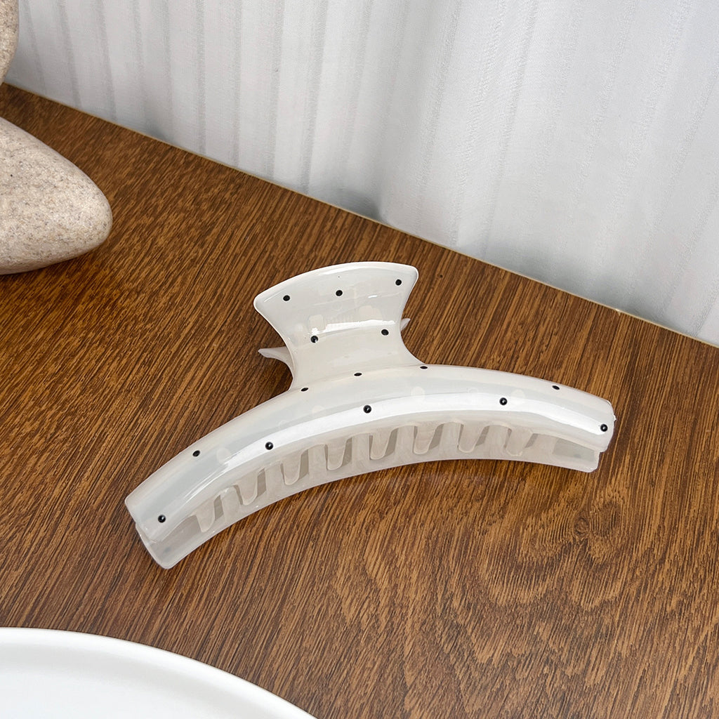 Polka Dot Bow And Arch Claw Clip - White_Moon