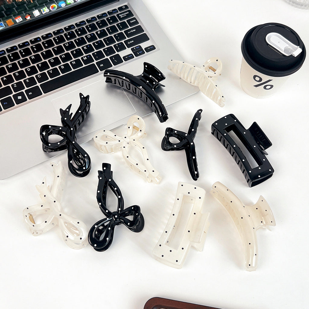 Polka Dot Bow And Arch Claw Clip
