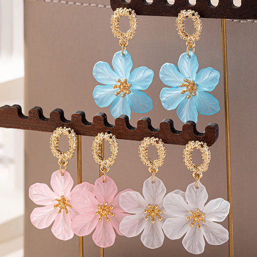 Acrylic Petal Flower Drop Earrings