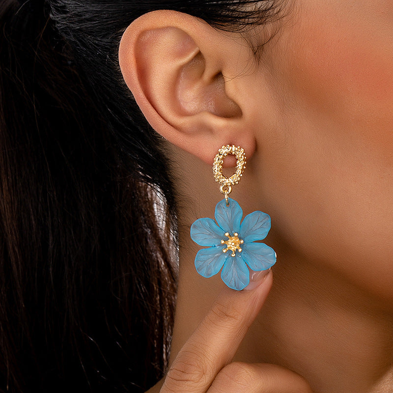 Acrylic Petal Flower Drop Earrings - view 1