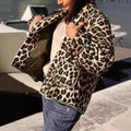 Reversible Leopard Padded Collarless Jacket - DarkGreen