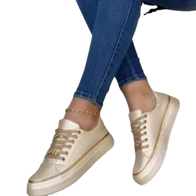 Chain Accent Lace-Up Platform Sneakers