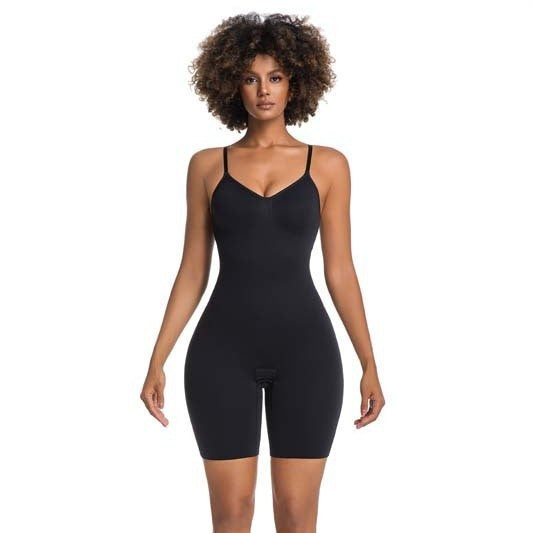 Seamless V-Neck Mid-Thigh Tummy Control Bodysuit