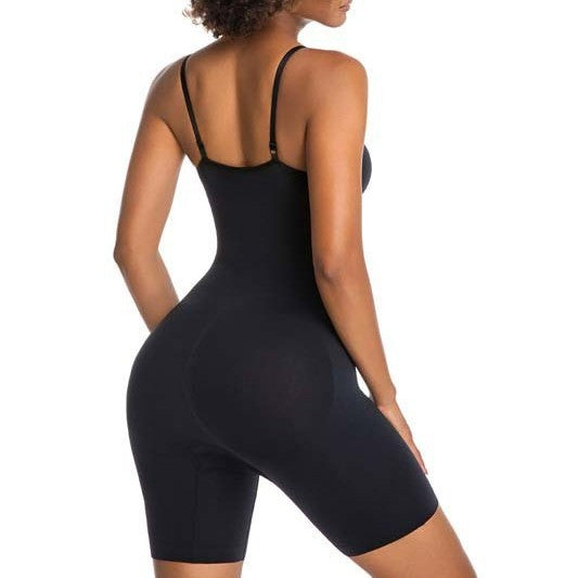 Seamless V-Neck Mid-Thigh Tummy Control Bodysuit