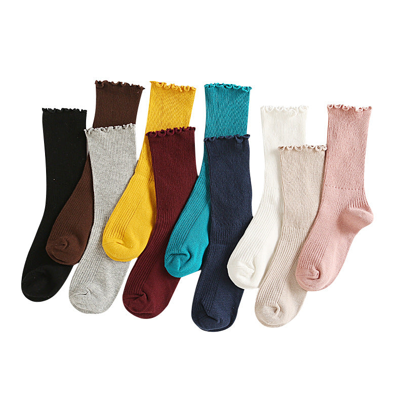Ruffle Edge Ribbed Slouch Socks