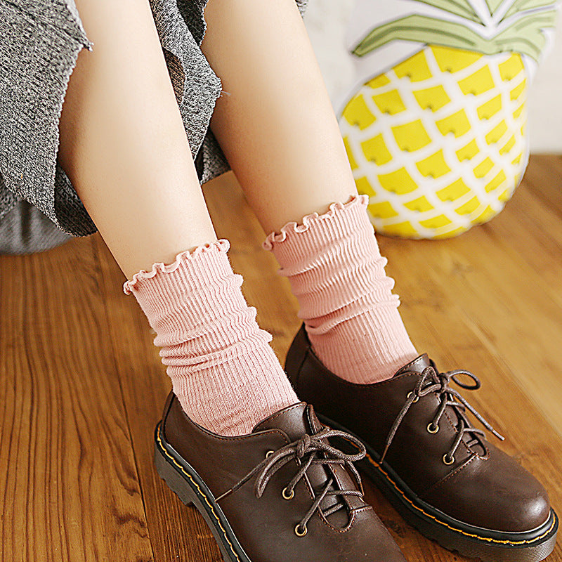 Ruffle Edge Ribbed Slouch Socks - view 1