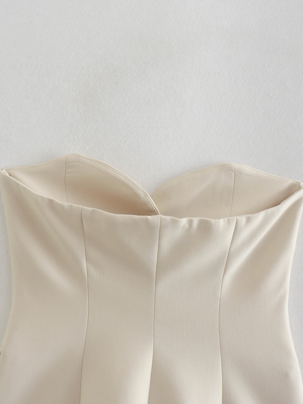 Strapless Button Front Tailored Bustier Top - Tan - 10