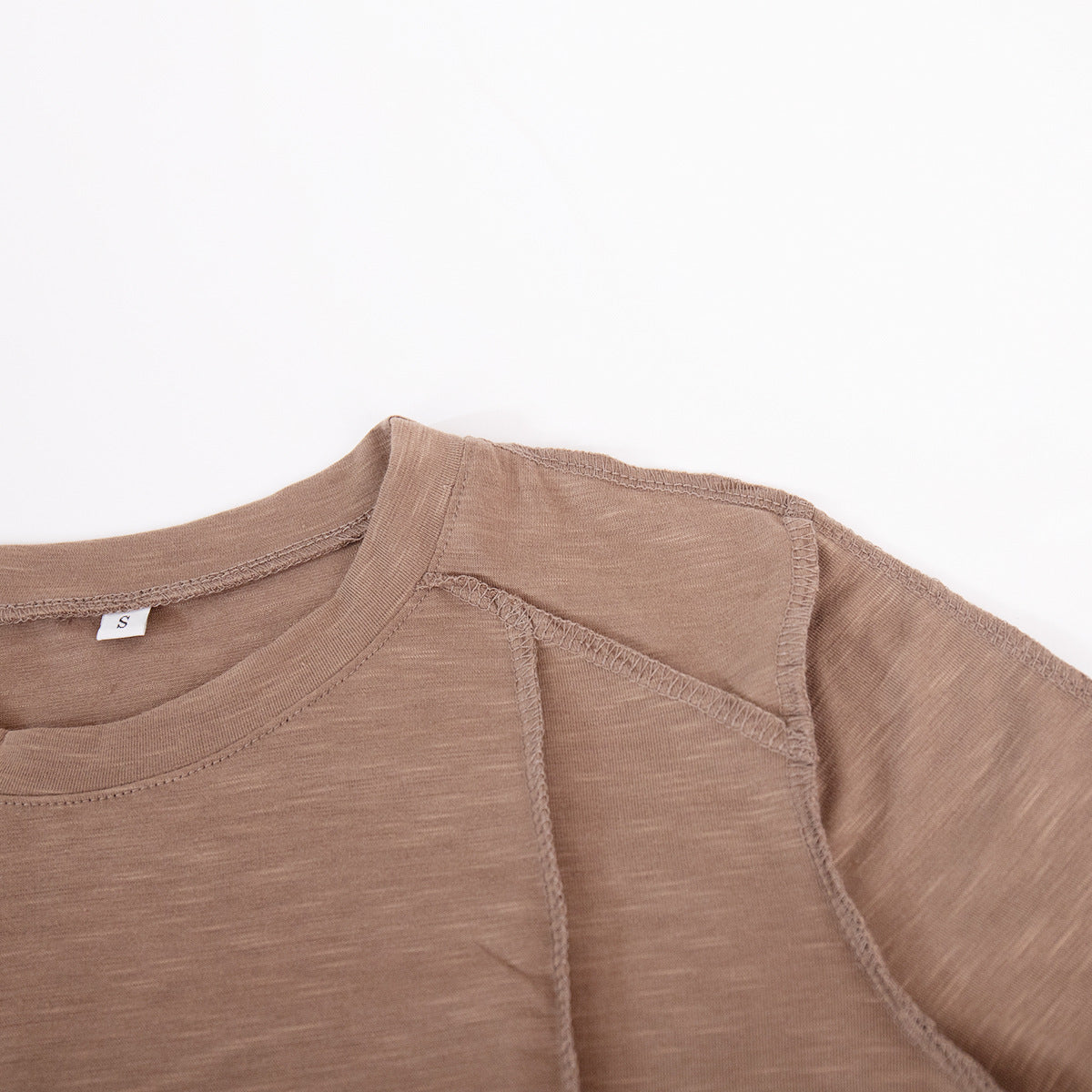 Exposed Seam Slim Long Sleeve Tee - Taupe - 2