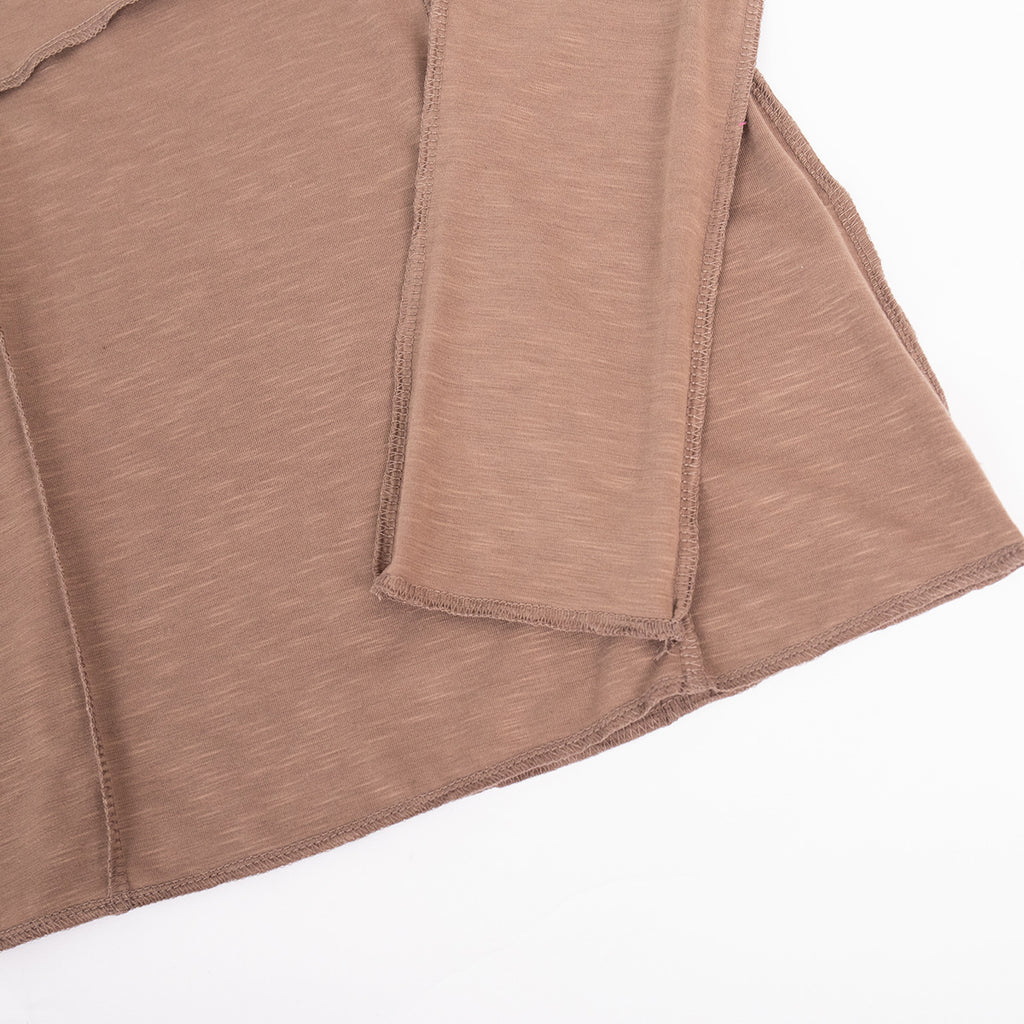 Exposed Seam Slim Long Sleeve Tee - Taupe - 4