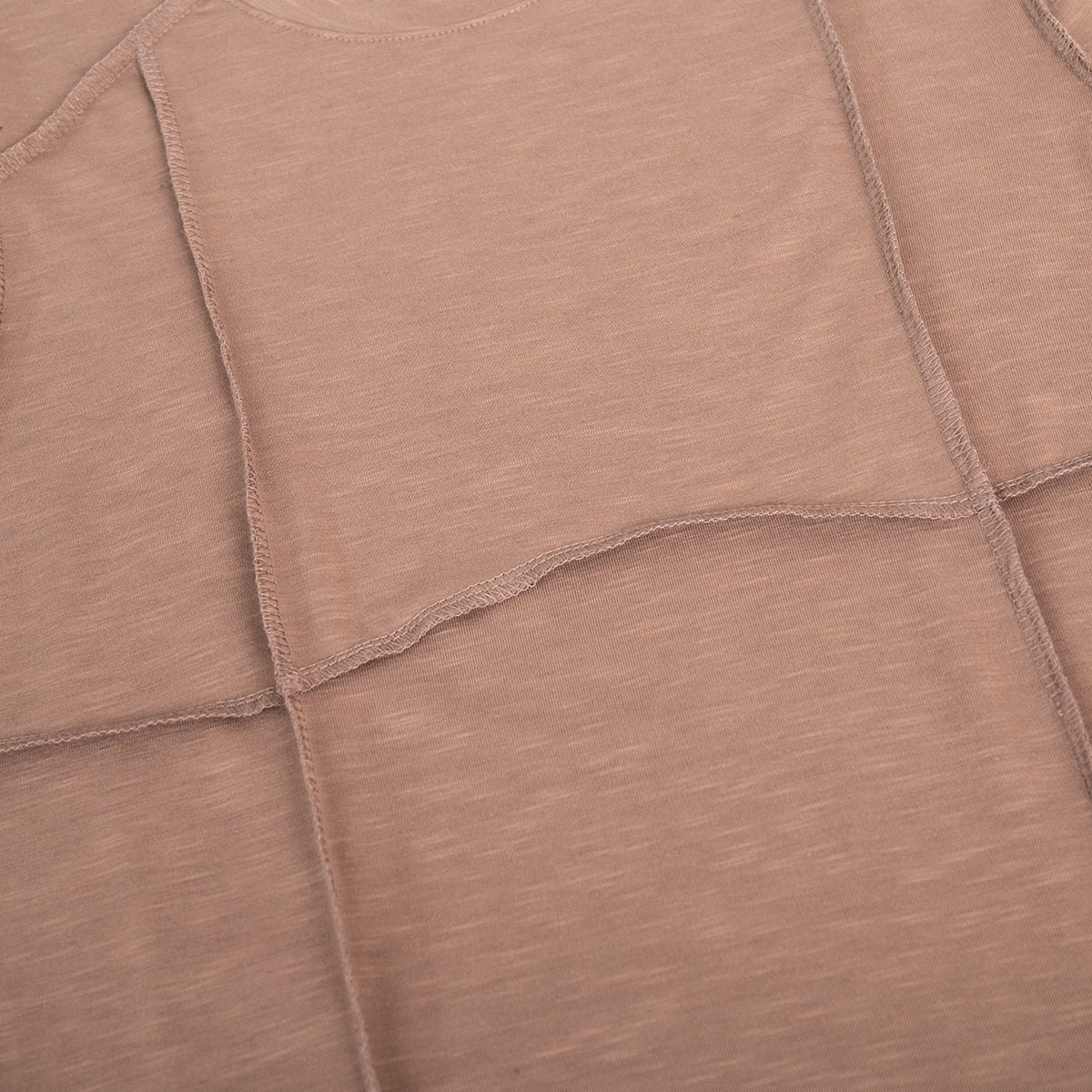Exposed Seam Slim Long Sleeve Tee - Taupe - 6