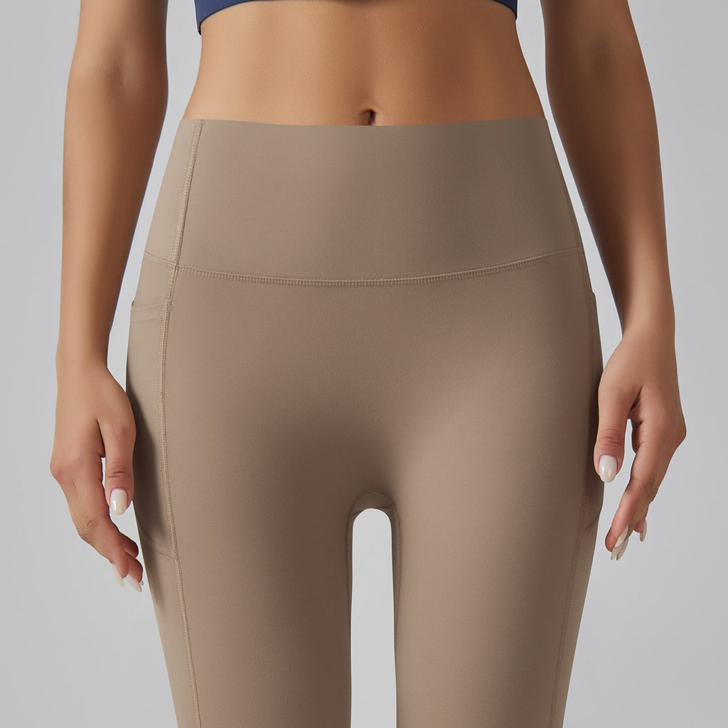 Brushed Nylon High Rise Side Pocket Yoga Leggings