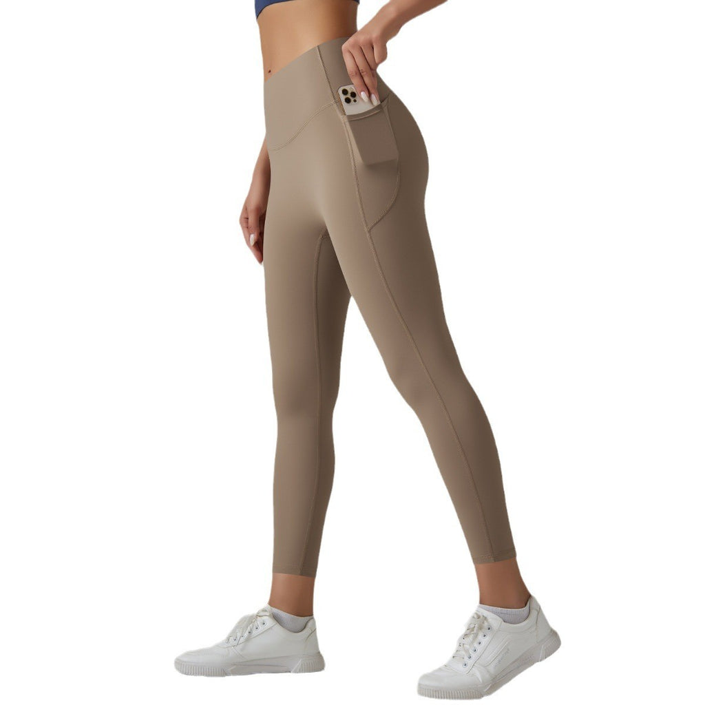 Brushed Nylon High Rise Side Pocket Yoga Leggings
