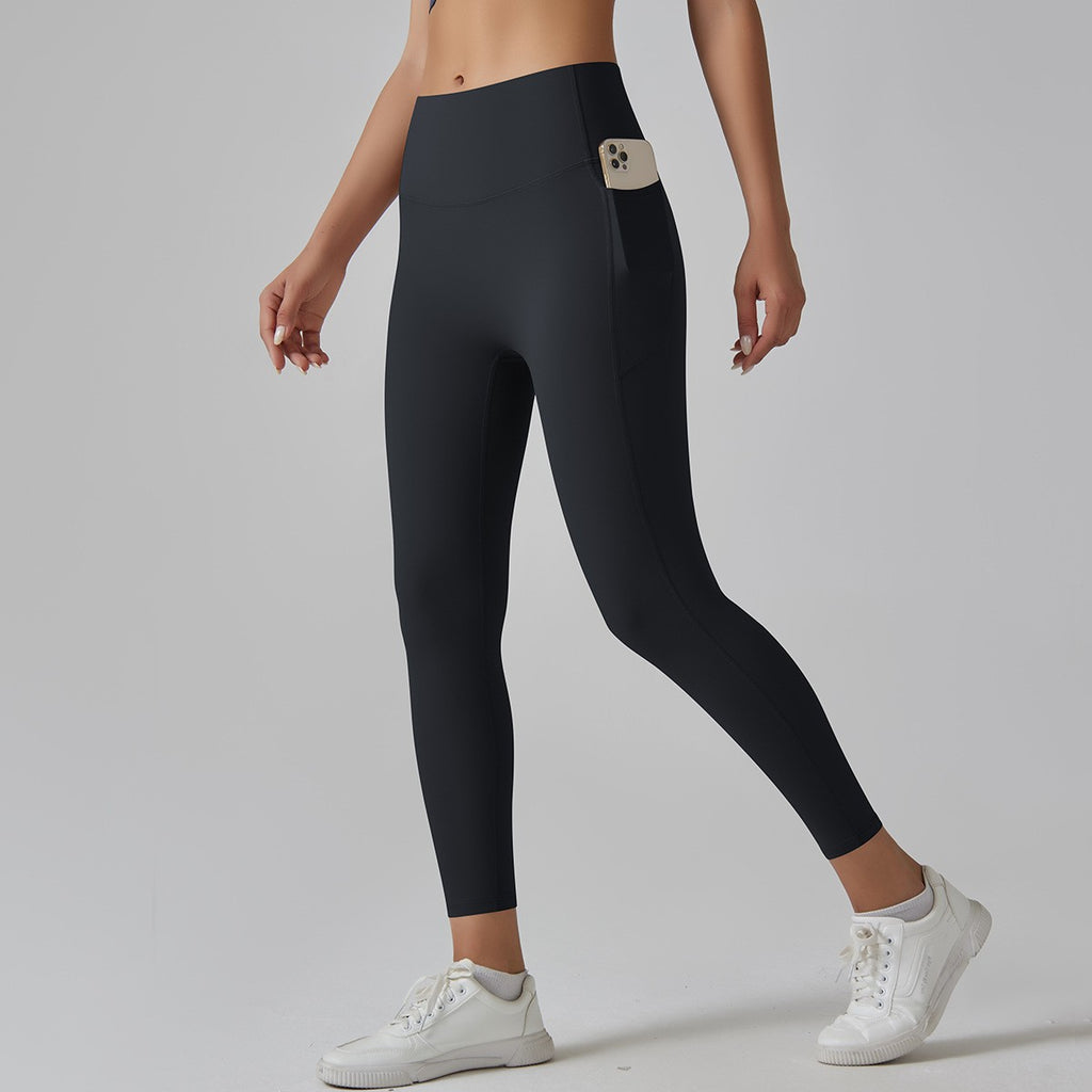 Brushed Nylon High Rise Side Pocket Yoga Leggings