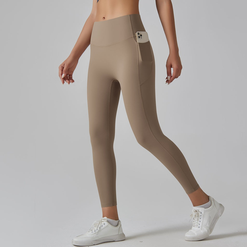 Brushed Nylon High Rise Side Pocket Yoga Leggings