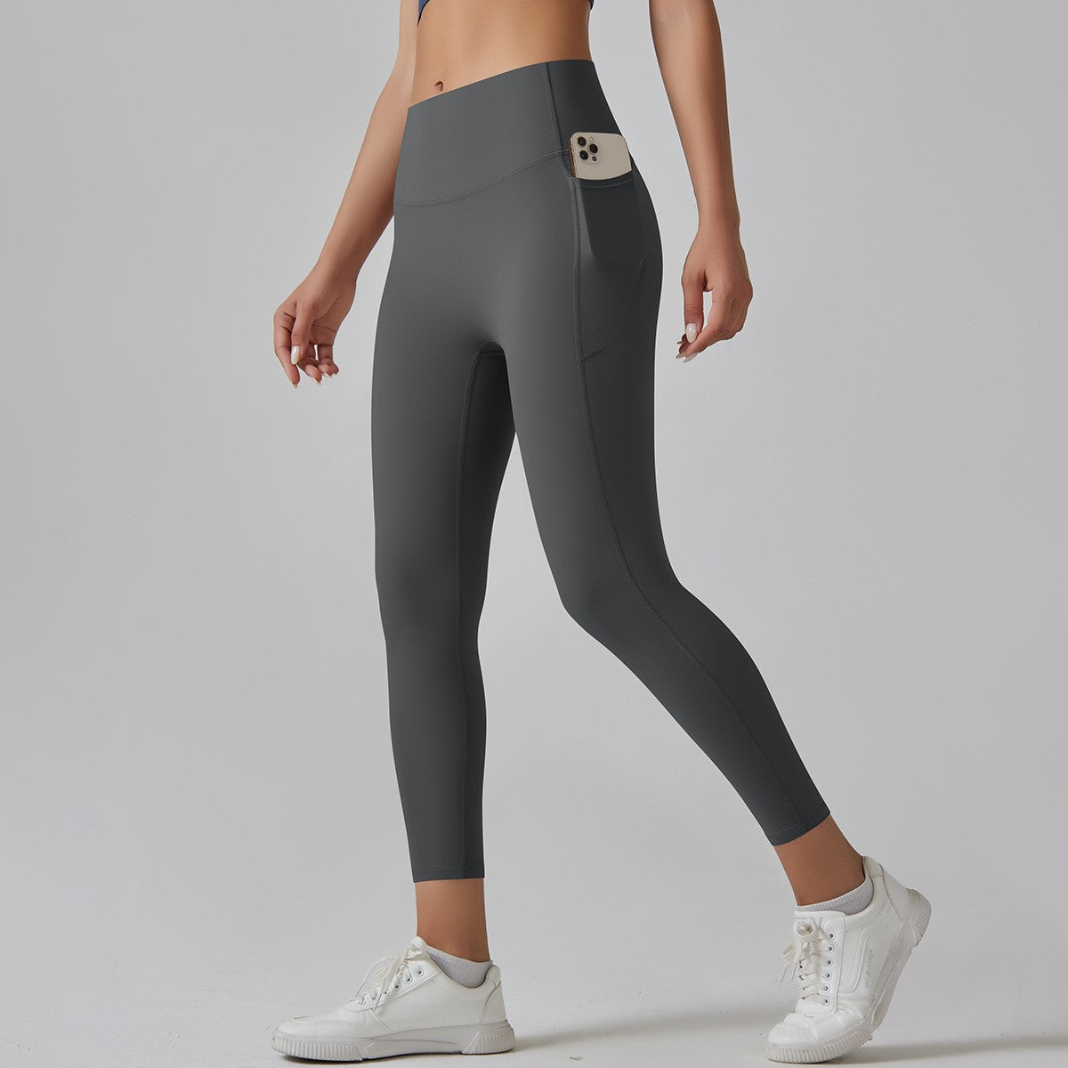 Brushed Nylon High Rise Side Pocket Yoga Leggings