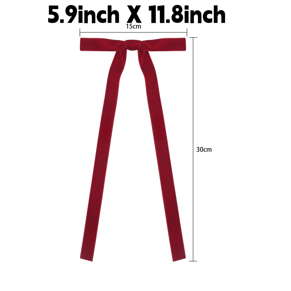 Christmas Velvet Bows with Long Tails and Twist Ties - MediRed