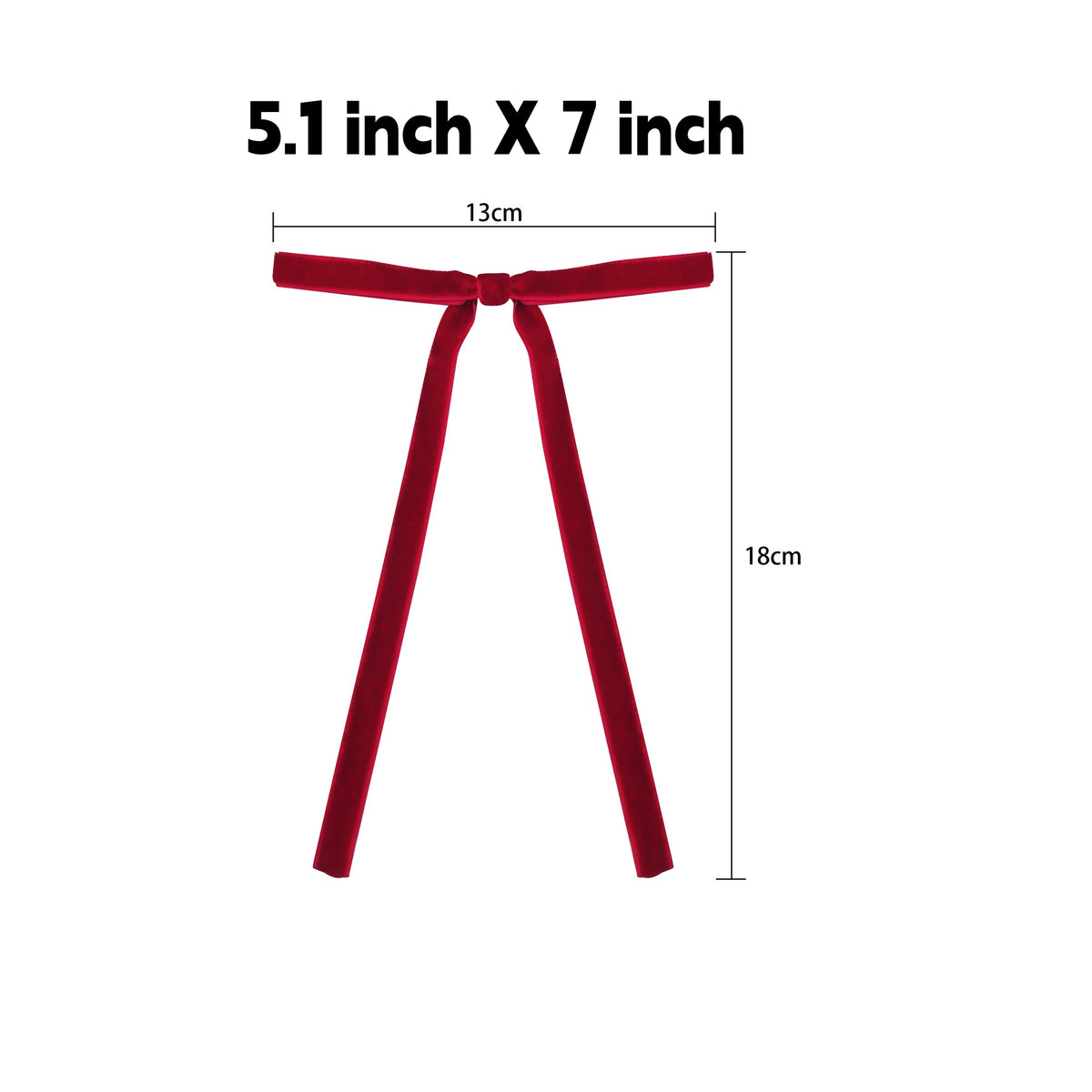 Christmas Velvet Bows with Long Tails and Twist Ties - SmallRed