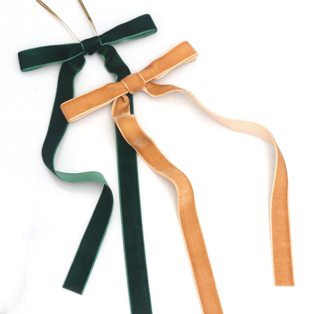 Christmas Velvet Bows with Long Tails and Twist Ties - view 2