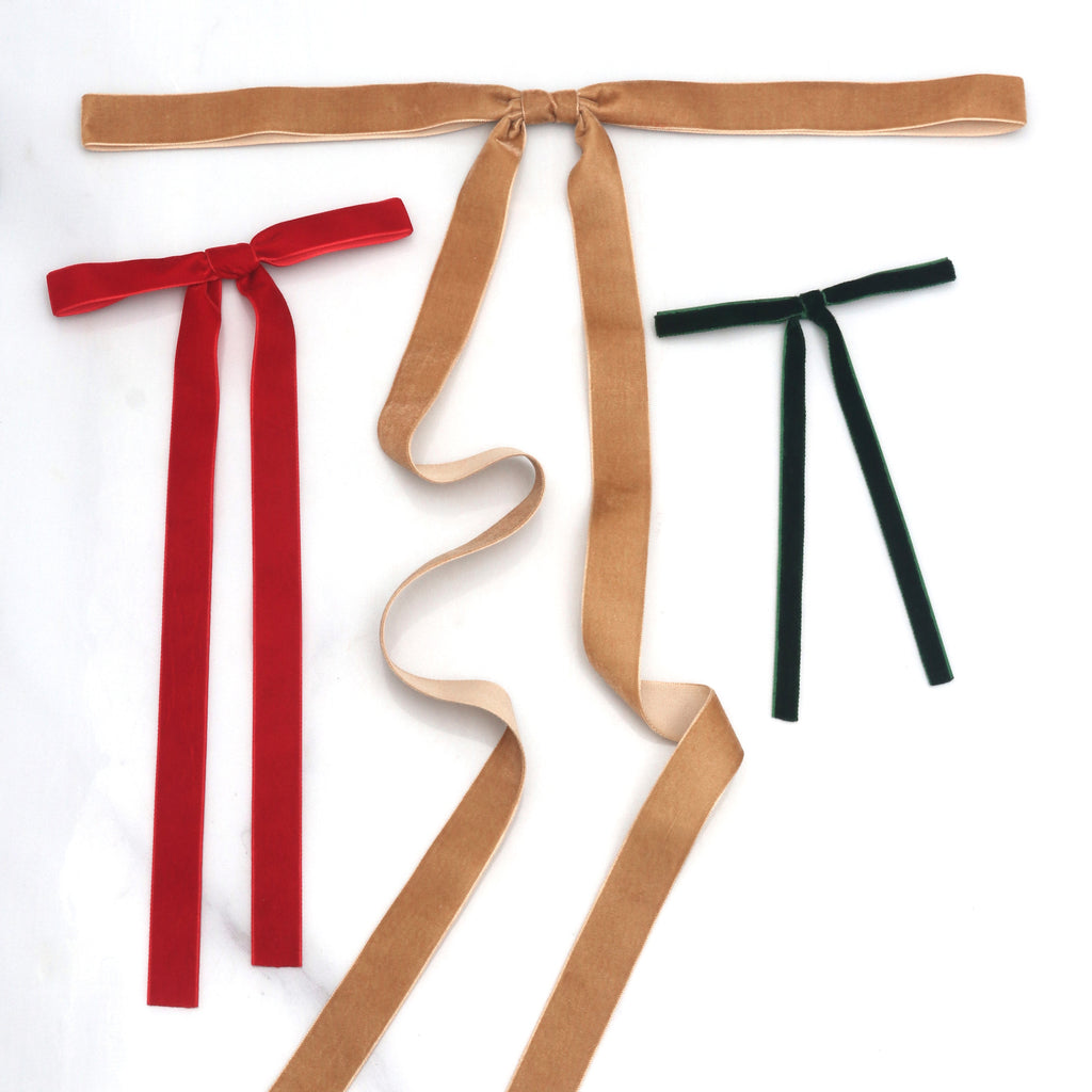 Christmas Velvet Bows with Long Tails and Twist Ties - view 5