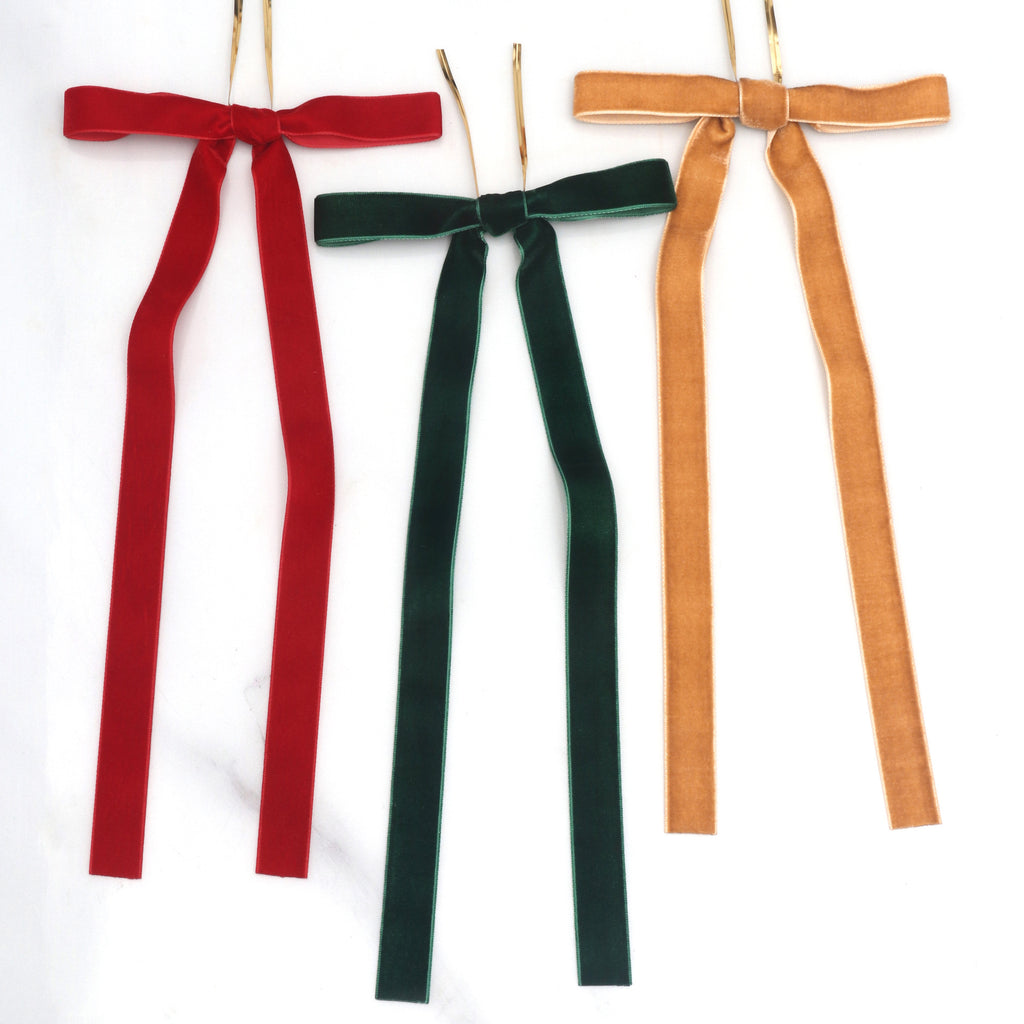 Christmas Velvet Bows with Long Tails and Twist Ties - view 7