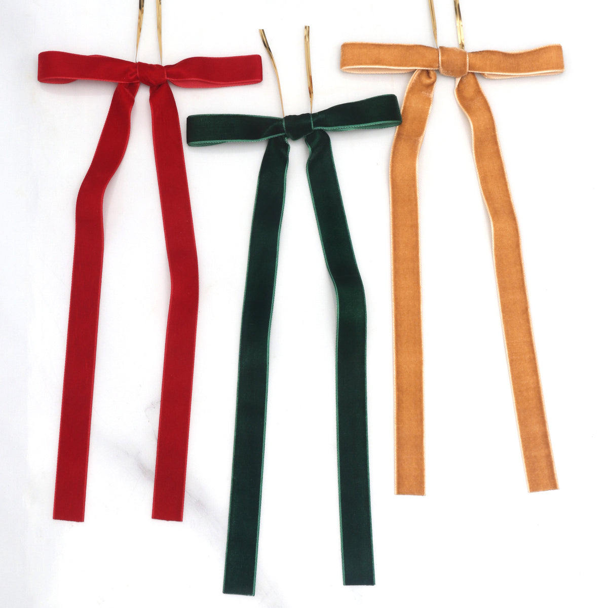 Christmas Velvet Bows with Long Tails and Twist Ties - view 7