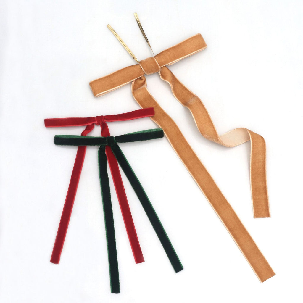 Christmas Velvet Bows with Long Tails and Twist Ties - view 8