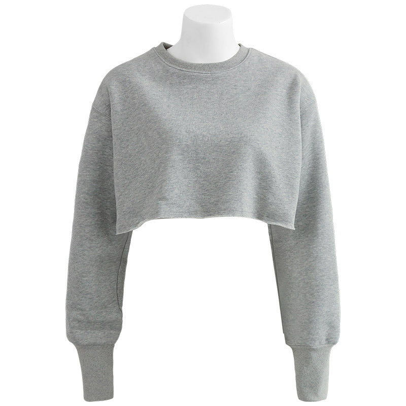 Boxy Cropped Crewneck Sweatshirt - Ash
