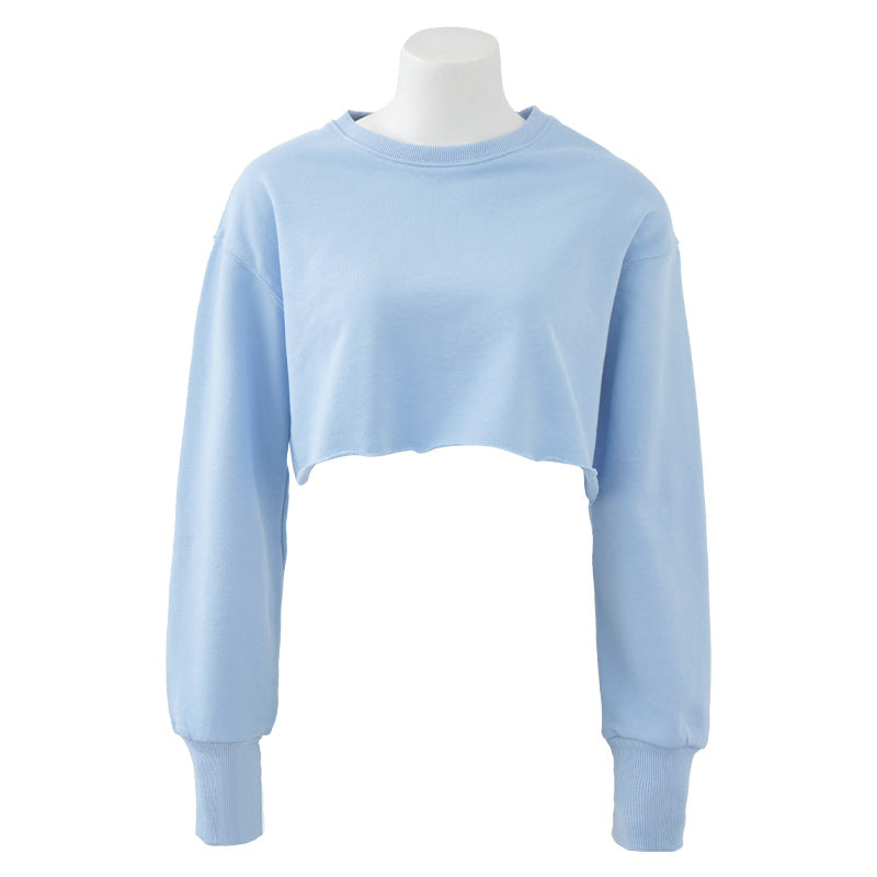 Boxy Cropped Crewneck Sweatshirt - Blue