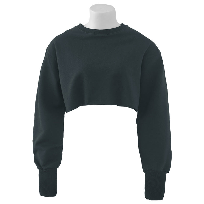 Boxy Cropped Crewneck Sweatshirt - Grey
