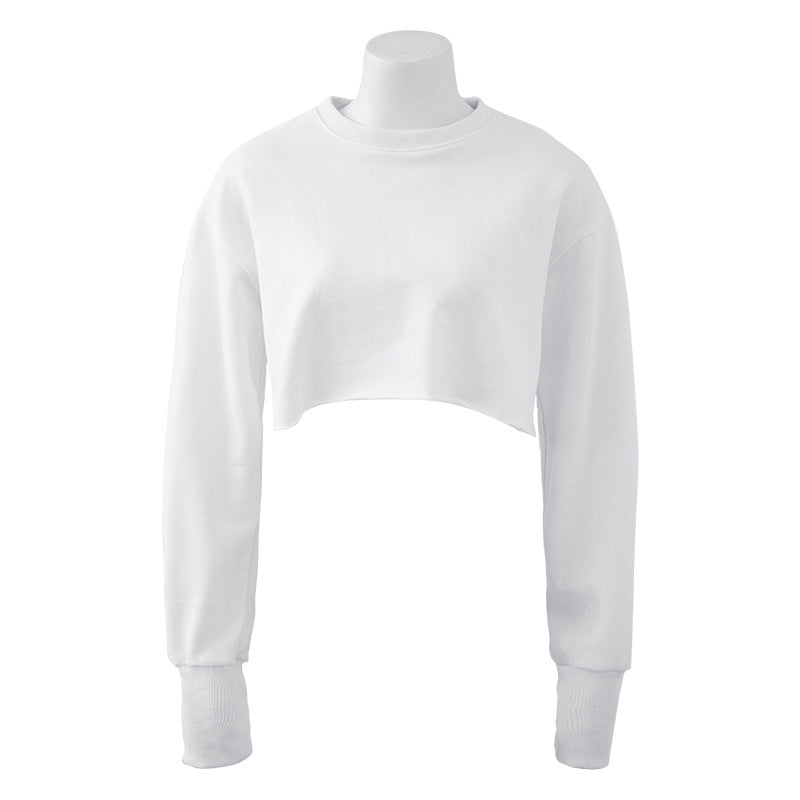 Boxy Cropped Crewneck Sweatshirt - White