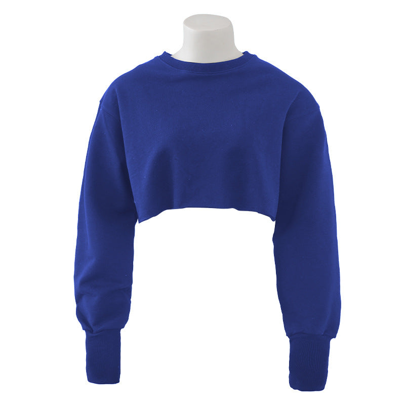Boxy Cropped Crewneck Sweatshirt - royal