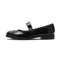 Glossy Patent Round Toe Mary Jane Flats - Black