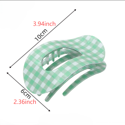 Gingham Check Oval Claw Hair Clip - view 2