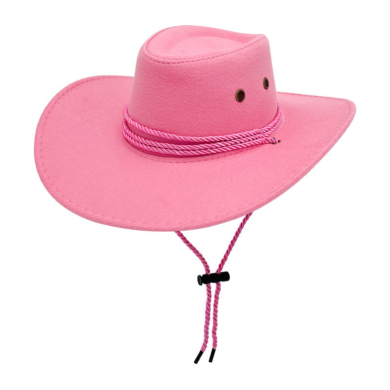 Wide Brim Suede Outback Cowboy Hat - Pink