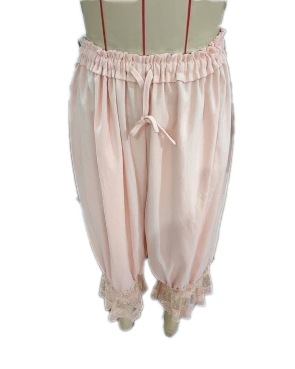 Lace Trim Ruffle Hem Bloomer Pants - Pink