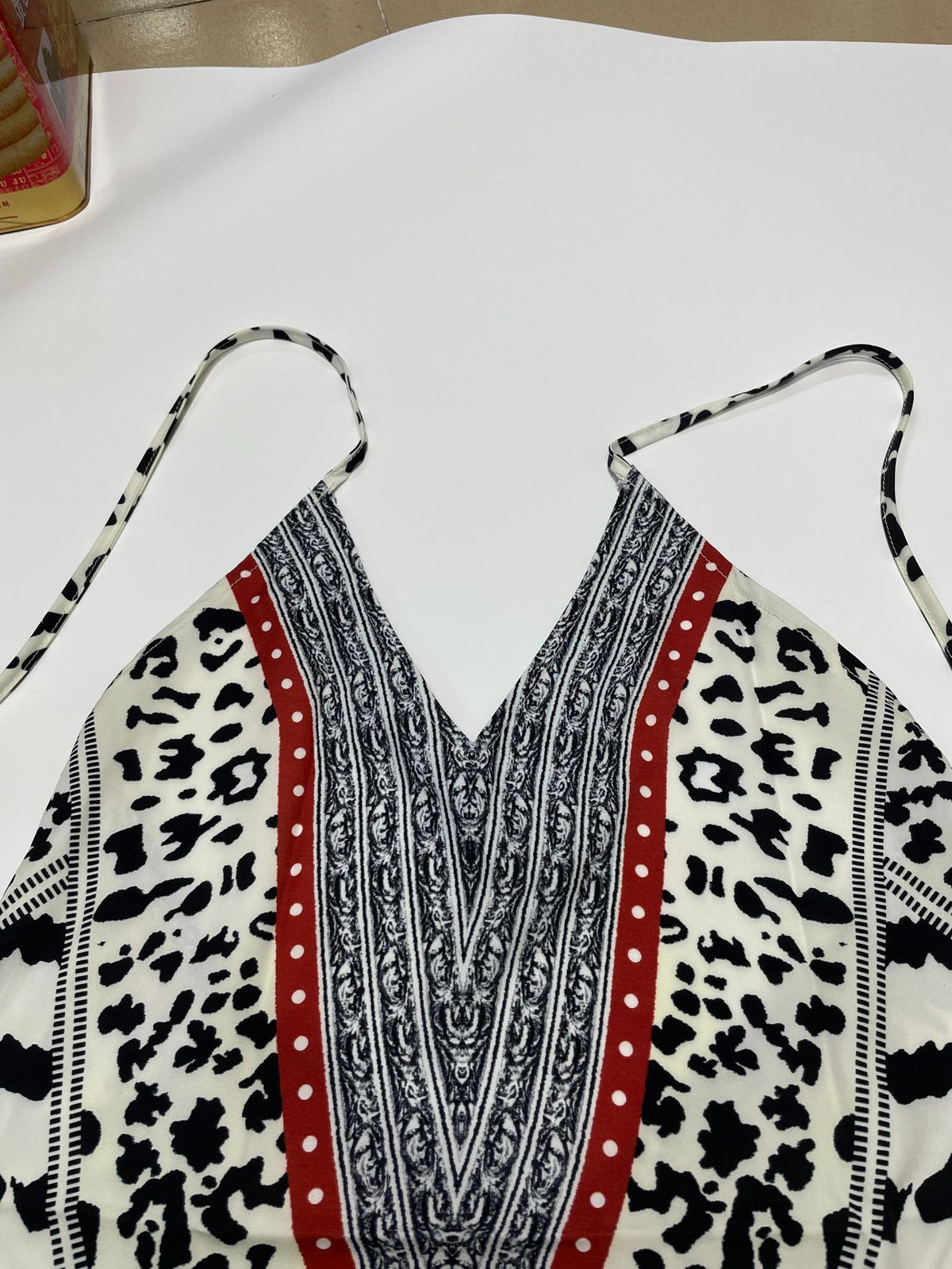 Animal Print Open Back Maxi Beach Dress - Black - 3
